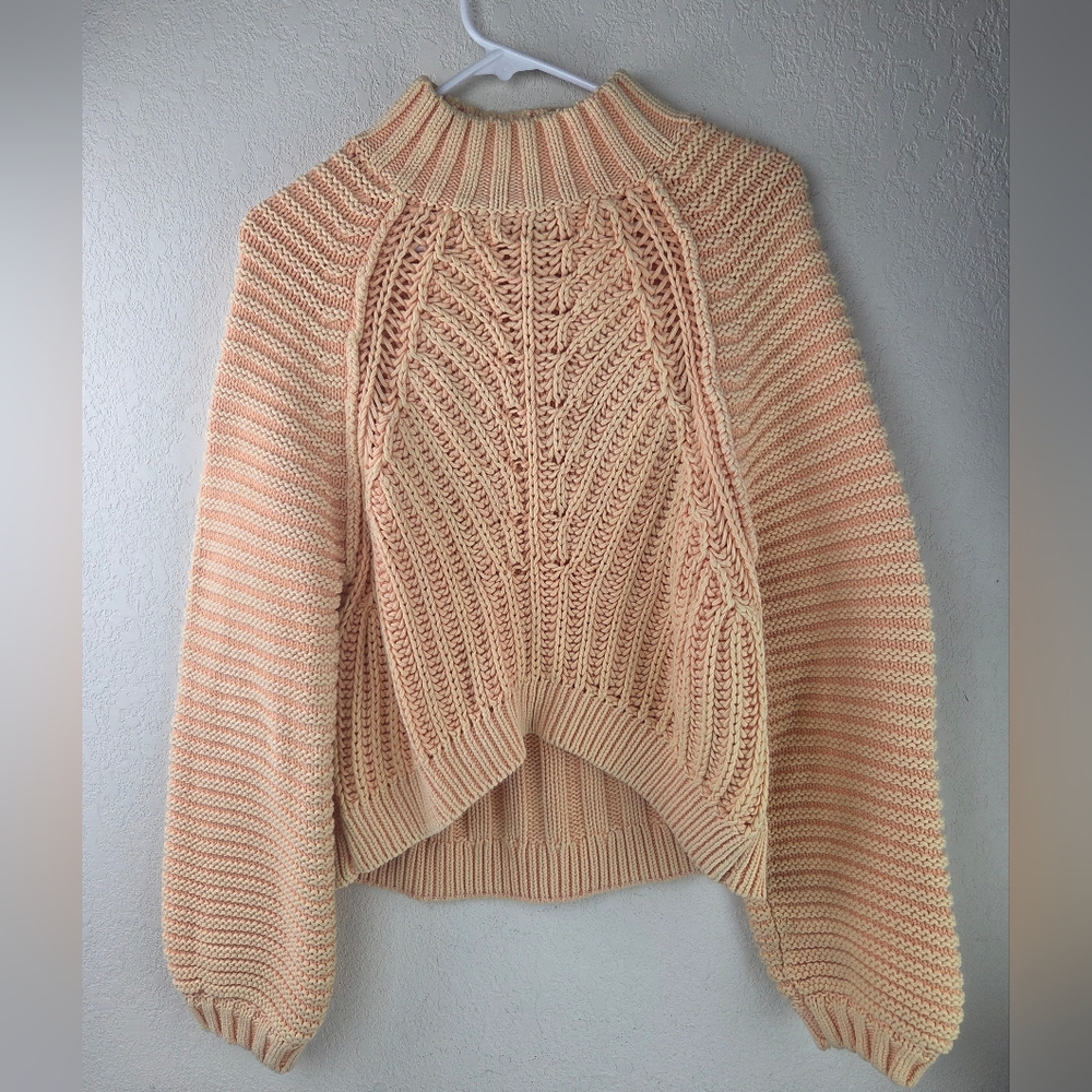 Free People Knit Sweater Orange Cream Size Small, Pre-owned